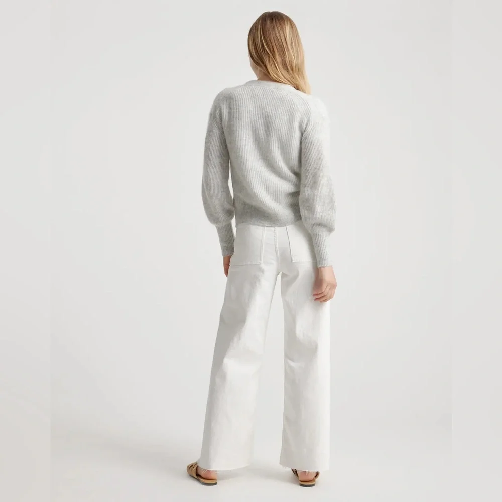 Quince Baby Alpaca -Wool Cropped Cardigan Light Grey Sz S - Picture 3 of 8